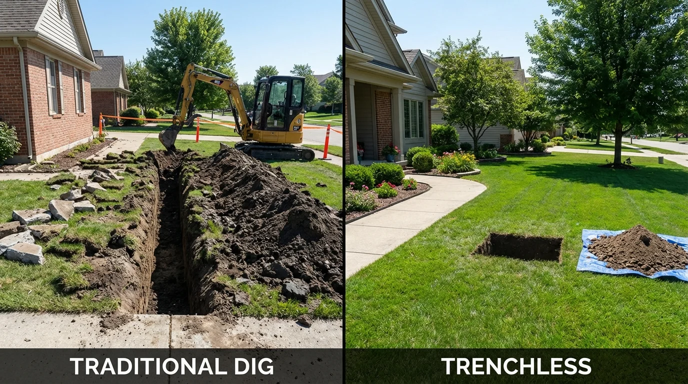 Trenchless sewer repair with minimal yard damage versus traditional excavation in Salida, CA